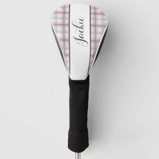 Mooie Pastel Schotse Streep Golfheadcover (Voorkant)