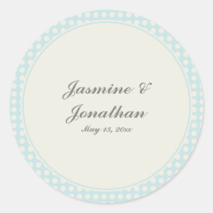 MOOIE PASTEL STIPPEN EN LINTEN BLAUW RONDE STICKER