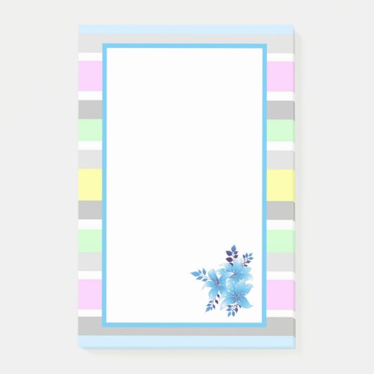 Mooie Pastel Strepen en Bloemen Post-it® Notes (Voorkant)
