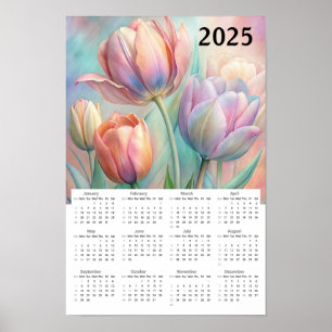 Mooie Pastel Tulpen 2025 Kalender Poster