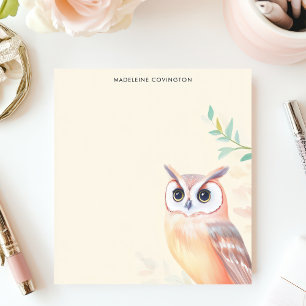 Mooie Pastel Uil Minimalistische Gepersonaliseerde Notitieblok