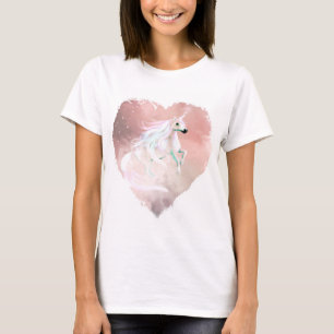 Mooie pastel Unicorn in een hart T-shirt