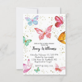 Mooie pastel vlinder baby shower uitnodiging