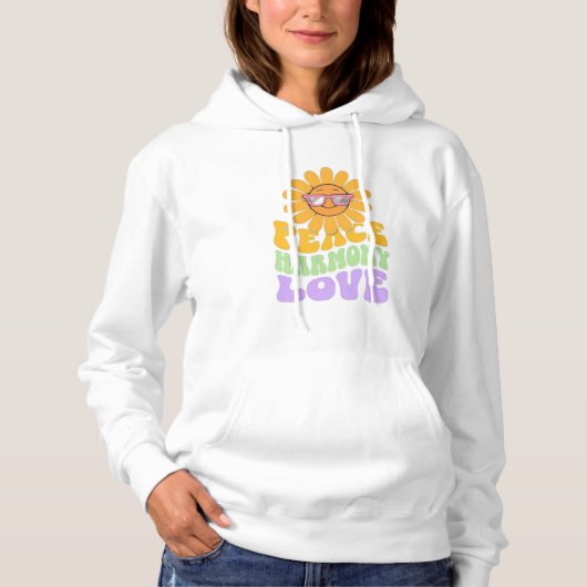 Mooie pastel vredesbloem print hoodie (Voorkant)