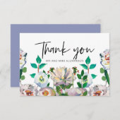 Mooie Pastel Waterverf Bloemen Bedankkaart (Voorkant / Achterkant)