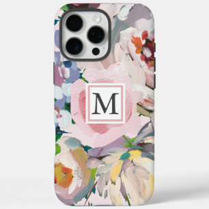 Mooie Pastel Waterverf Bloemen met Monogram iPhone 16 Pro Max Hoesje