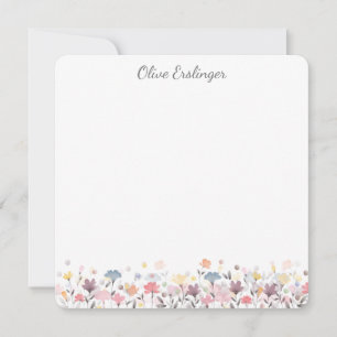 Mooie Pastel Waterverf Bloemen Persoonlijk Notitiekaartje