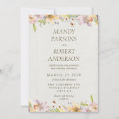 Mooie pastel Waterverf bloemenbruiloft Kaart (Voorkant)