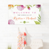 Mooie pastel Waterverf Floral Wedding Party Spandoek (Insitu)