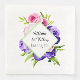 Mooie pastel Waterverf Flowers Servet