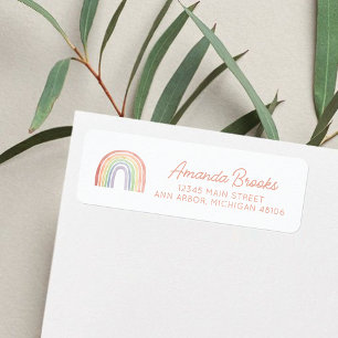 Mooie Pastel Waterverf Regenboog Retouradres Etiket