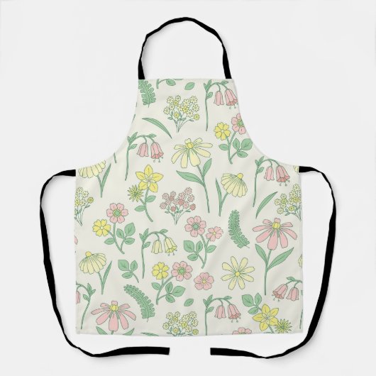 Mooie Pastel Wilde Bloem Patroon  Schort (Voorkant)