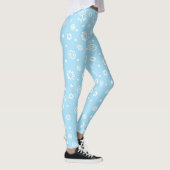 Mooie Pastelblauwe Bloemmotief Leggings (Rechts)