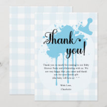 Mooie pastelblauwe geruite baby shower