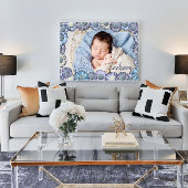 Mooie Pastelblauwe Madeliefjes Baby Jongensnaam Fo Poster