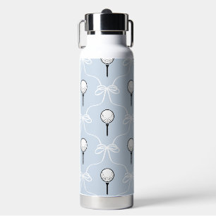 Mooie pastelblauwe witte strik golfpatroon waterfles