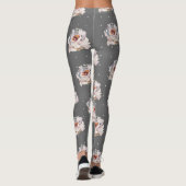 Mooie pastelbloem met Stippen op Chic Grey Leggings (Achterkant)