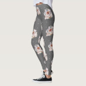 Mooie pastelbloem met Stippen op Chic Grey Leggings (Links)