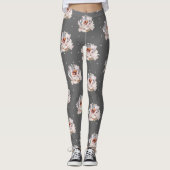 Mooie pastelbloem met Stippen op Chic Grey Leggings (Voorkant)
