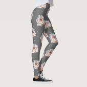 Mooie pastelbloem met Stippen op Chic Grey Leggings (Rechts)