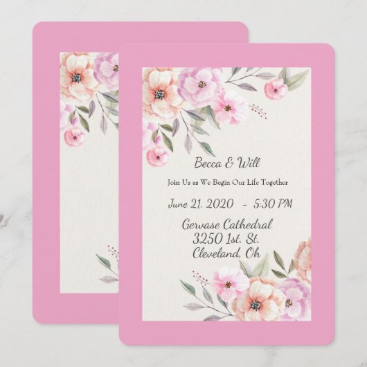 Mooie Pastelbloemblaadjes Kaart (Voorkant / Achterkant)