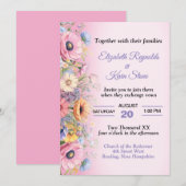 Mooie pastelbloemen bruiloft kaart (Voorkant / Achterkant)