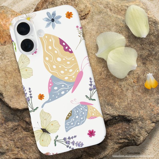 Mooie pastelboter vliegt Schattigee witte achtergr Case-Mate iPhone Case