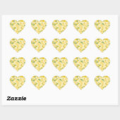 Mooie pastelgele bloemmotief, hart sticker (Vel)