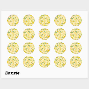 Mooie pastelgele bloemmotief, ronde sticker