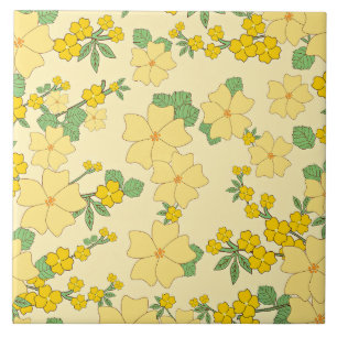 Mooie pastelgele bloemmotief, tegeltje