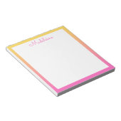 Mooie pastelgele en roze verlooprand notitieblok (Schuin)