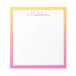 Mooie pastelgele en roze verlooprand notitieblok