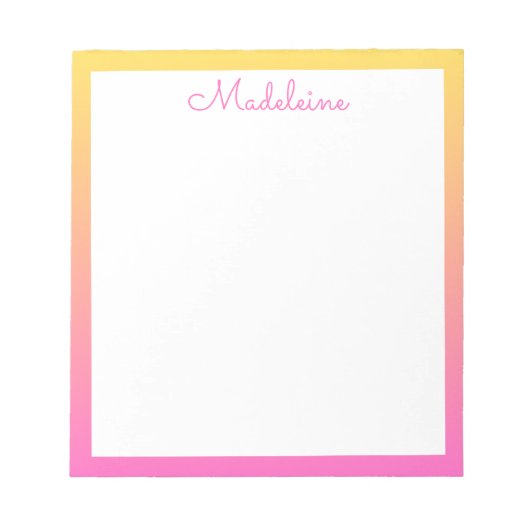 Mooie pastelgele en roze verlooprand notitieblok (Voorkant)