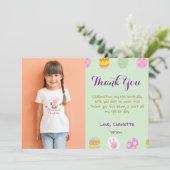 Mooie Pastelgroene Eieren Kinderen Verjaardag Foto Bedankkaart (Staand voorkant)