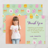 Mooie Pastelgroene Eieren Kinderen Verjaardag Foto Bedankkaart (Voorkant / Achterkant)