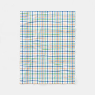 Mooie pastelgroene en blauwe geruite fleece deken