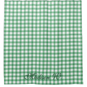 Mooie Pastelgroene Gingham Patroon Douchegordijn (Voorkant)