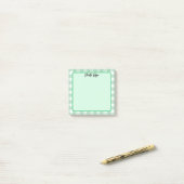 Mooie Pastelgroene Gingham Patroon Notities Post-it® Notes (Op bureau)