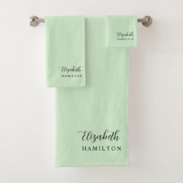 Mooie Pastelgroene Persoonlijke Badset Bad Handdoek