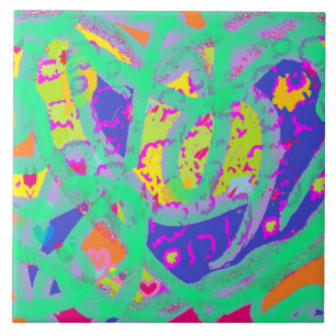 Mooie pastelkleuren art design blauw roze tegeltje