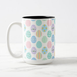 Mooie Pastelkleuren Paaseieren Patroon Tweekleurige Koffiemok