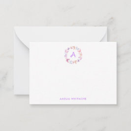 Mooie pastelkleuren vlinders monogram notitiekaartje