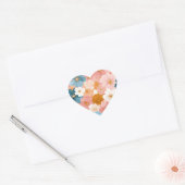 Mooie Pastelkleurig Bloemmotief Hart Sticker (Envelop)