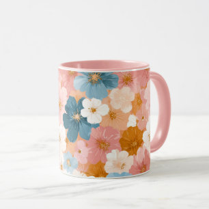 Mooie Pastelkleurig Bloemmotief Mok