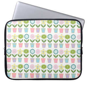 Mooie Pastelkleurige Bloempotten Patroon Laptop Sleeve