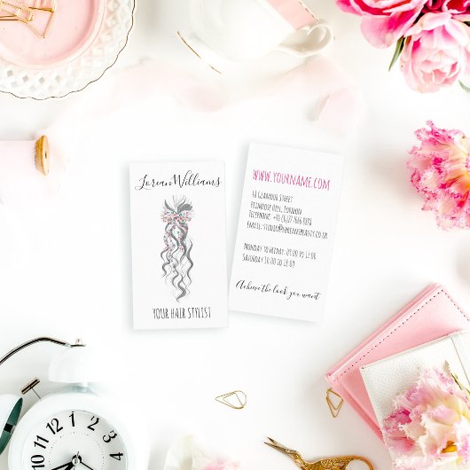 Mooie Pastelkleurige Bruid met Golfkapsel Kapsalon Visitekaartje