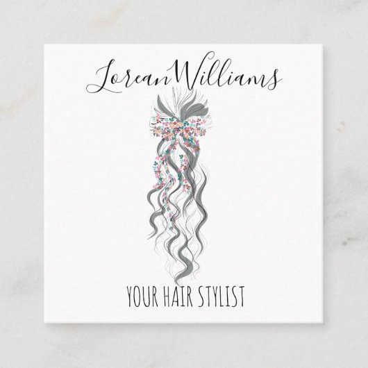 Mooie Pastelkleurige Bruid met Golvende Kapsel Haa Vierkante Visitekaartje (Voorkant)