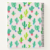Mooie Pastelkleurige Cactus Monogram Script Naam Notitieboek (Achterkant)