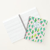 Mooie Pastelkleurige Cactus Monogram Script Naam Notitieboek (Binnen)