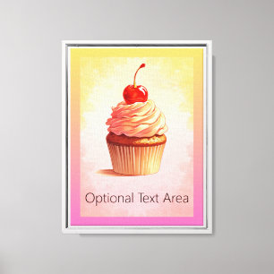 Mooie Pastelkleurige Cupcake Muur Kunst - Ingelijs Canvas Afdruk